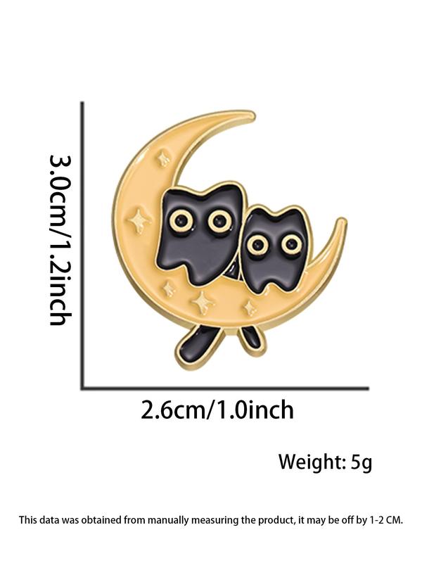 Cute Moon & Cat Design Brooch Pin, Casual Jewelry for Party, Daily Clothing Decor, Casual Zinc Alloy Jewelry for Men & Women