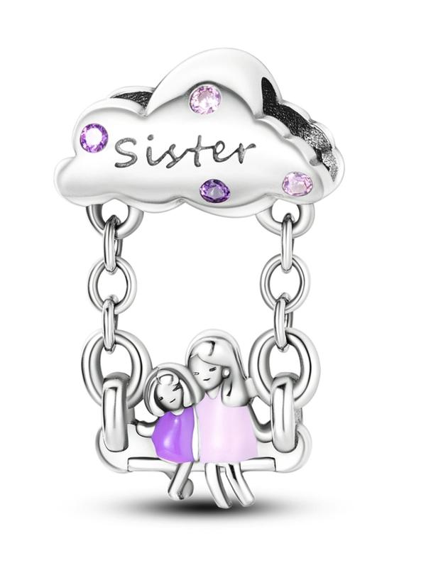 2024 New Style Rhinestone Decorated Sister Charm, Cute Swing Charm for Bracelet & Necklace, Fashion Accessories for Women & Girl for Holiday Gift