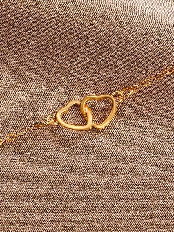 Simple Heart Decor Anklet for Women & Girls, Fashion Jewelry for Party, Daily Clothing Decor, Birthday Gift