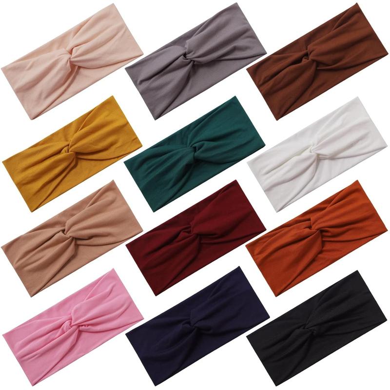 12 Pack Stretchy Headbands for Women, Absorbed Sport Headband Soft Twist Knotted Headbands for Daily Life Yoga Workout