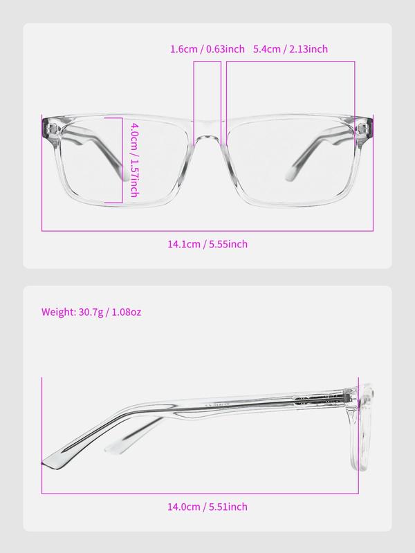 Simple Anti-blue Light  Rectangle Frame Eyeglasses for Everyday Use, Basic Geometric Frame Fashion Eyeglasses for Men and Women, Fashion Eyewear for Daily Wear