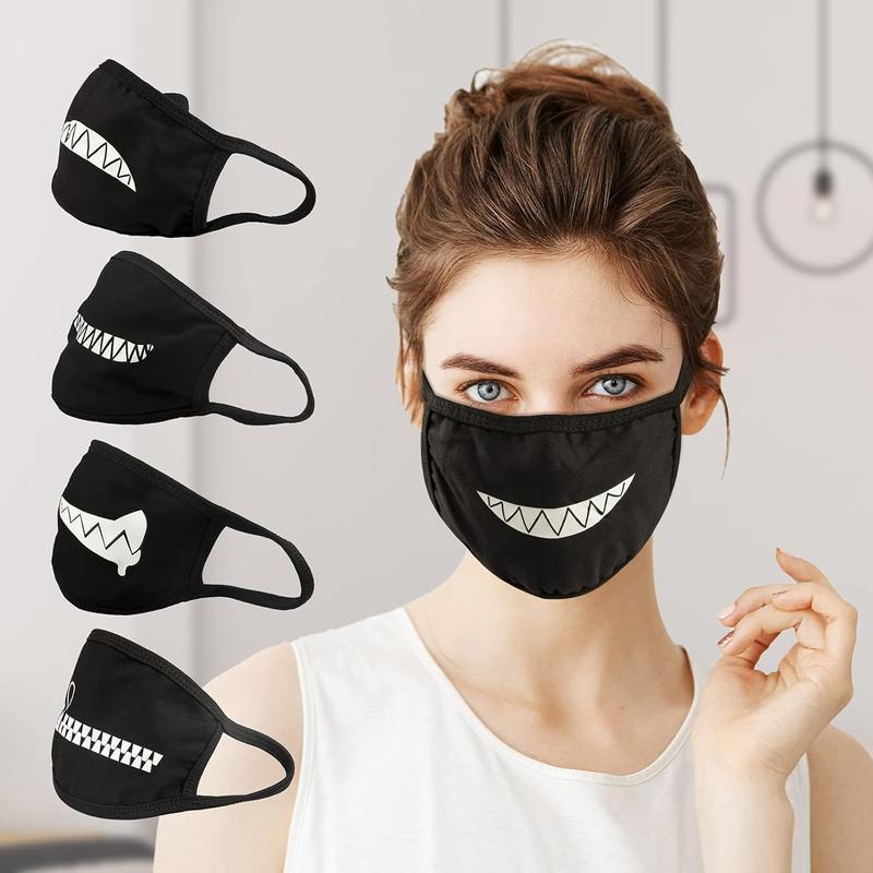 Set of 4 Teeth Pattern Unisex Cotton Blend Anti Dust Face Mouth Mask flo mask