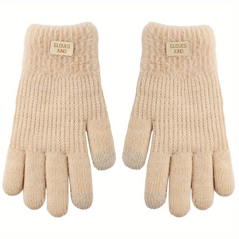 New Knitted Gloves Winter Women's Thick Warm Gloves Solid Color Touch Screen Gloves