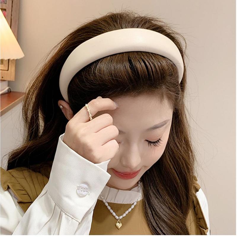 3 Pack Padded Leather Headbands for Women - Fashion Wide Non-Slip Hair Hoops