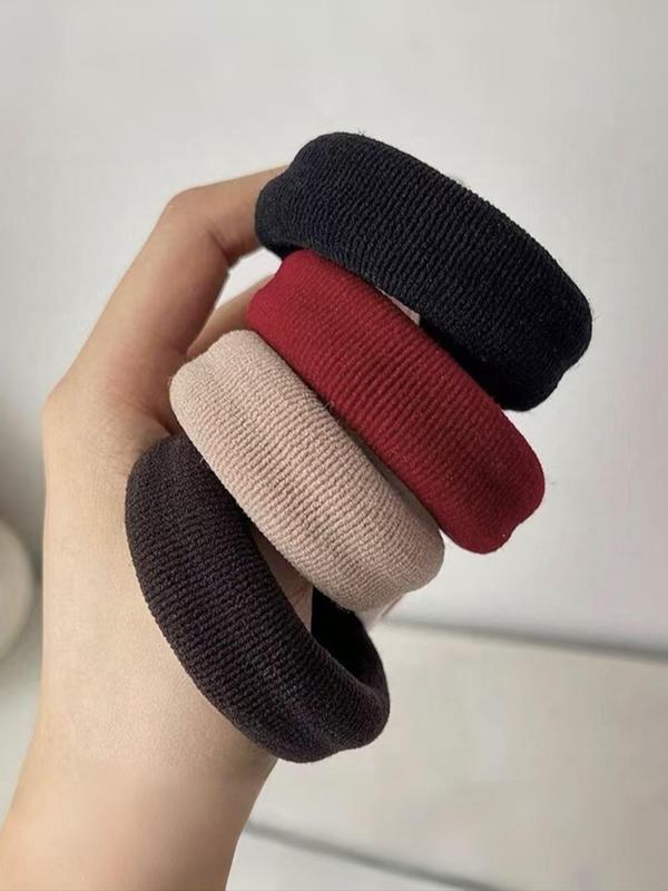 Solid Color Hair Tie Set, Casual Simple Hair Accessories for Women & Girls, Minimalist Headwear Suitable for Thick Hair