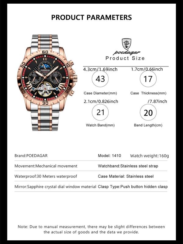 Men's Business Fashion Mechanical Watch, Fashion Waterproof Luminous Date Watch for Party, Daily Decor, Exquisite Watch for Birthday Gift with Box