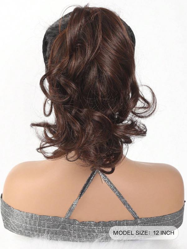 Elegant Claw Clip Short Curly Wavy Ponytail, Synthetic Hair Extension for Daily Chic, Easy-To-Attach Hair Accessory for All Occasions