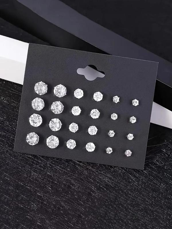 Women's Elegant Stainless Steel Stud Earrings, 12 Pairs  Exquisite Trendy Minimalist Stud Earrings, Gorgeous Jewelry As Birthday Gift for Women & Girls