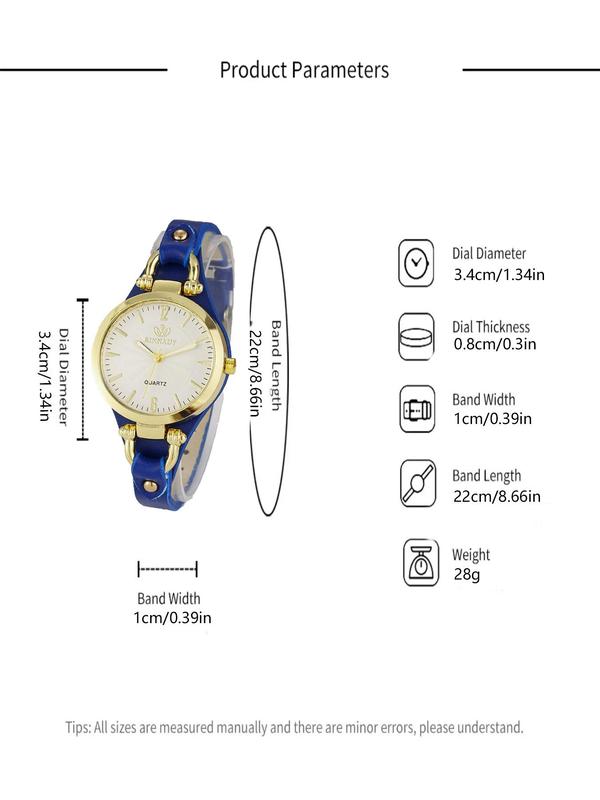 Women's Fashion Round Dial Quartz Watch, Casual Trendy Analog Watch, Fashionable Wristwatch for Women & Girls As Gift without Box