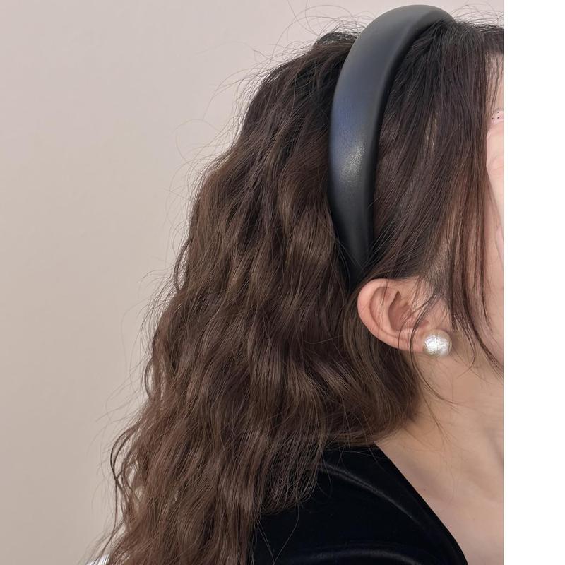 3 Pack Padded Leather Headbands for Women - Fashion Wide Non-Slip Hair Hoops