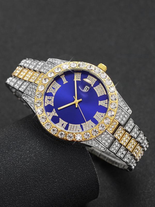 Women's Elegant Fashion Rhinestone Decorated Quartz Watch & Rhinestone Decor Bracelet, Exquisite Trendy Wristwatch & Matching Bracelet, Chic Watch Set As Gifts for Girlfriend without Box