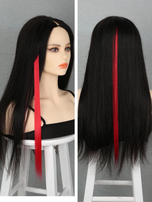 20 Inch Long Straight Clip-in Hair Extensions, Striking Natural Fluffy Hair Pieces, Synthetic Hair Extensions for Women & Girls