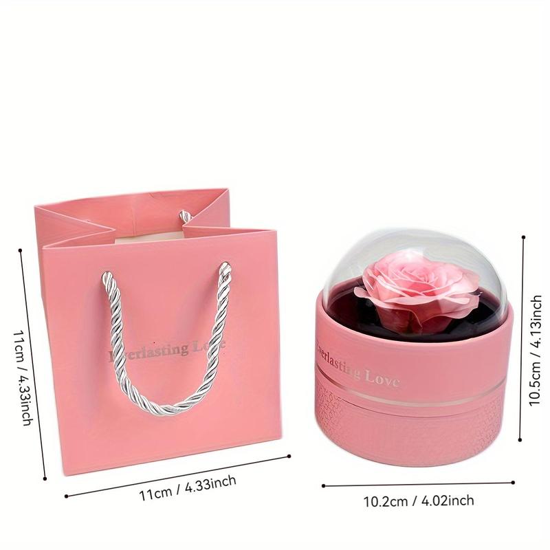 Rose Flower Decor Jewelry Gift Box, 1 Set Including Necklace & Gift Box & Gift Bag & Greeting Card, Birthday Gift for Mom, Girlfriend, Wife, Teacher