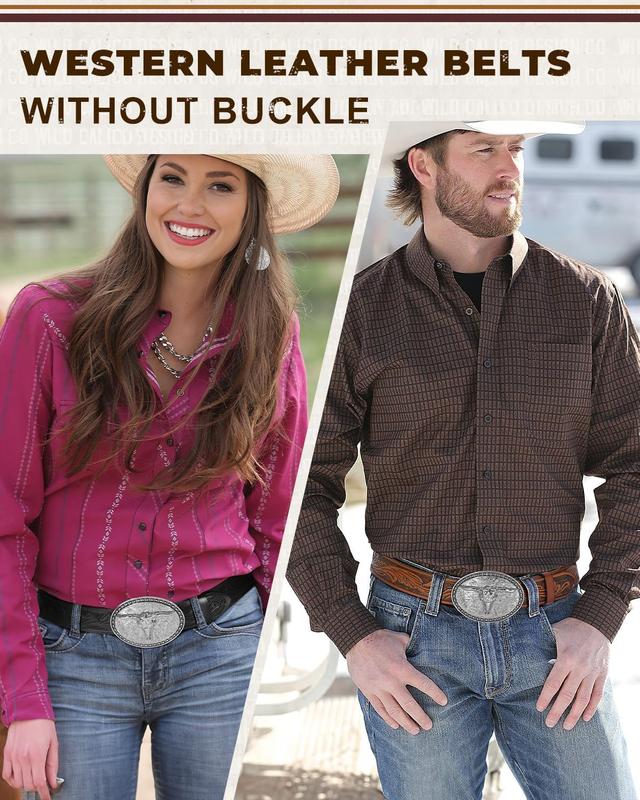 Western Belts for Men Women without Buckle,Cowboy Belt 1.5