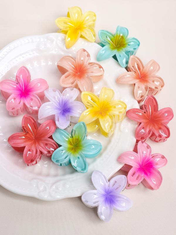 Colorful Flower Shaped Hair Claws (12pcs set), Cute Hair Claws, Summer Fashionable Hair Accessories for Women & Girls, Minimalist Headwear Suitable for Thick Hair, Fall Outfits, Fall Freshness