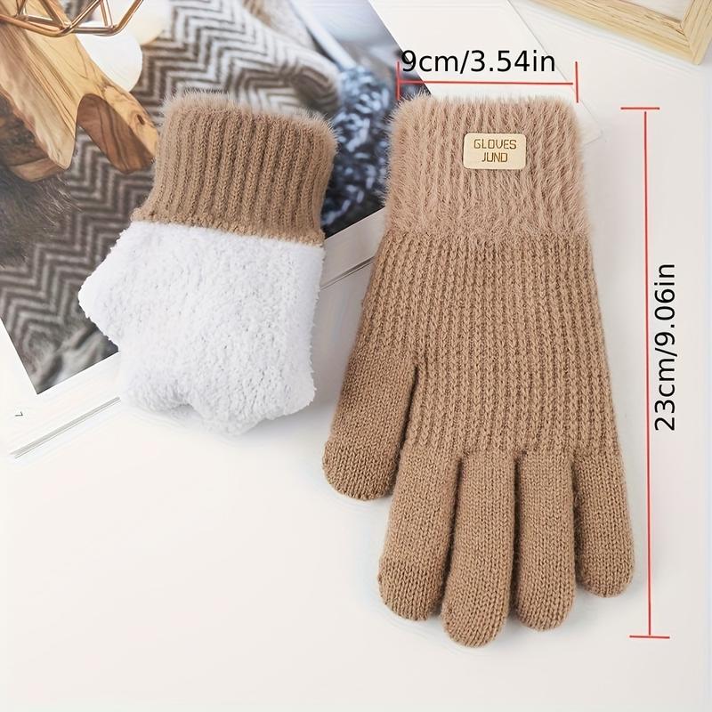 New Knitted Gloves Winter Women's Thick Warm Gloves Solid Color Touch Screen Gloves