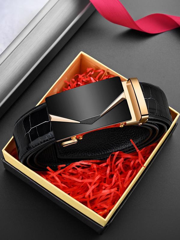 Men's Automatic Buckle Lychee Texture PU Leather Belt for Gift, Business Waistband For Jeans, Clothes Accessories, Birthday Gifts Without Box