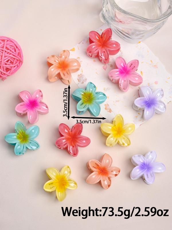 Colorful Flower Shaped Hair Claws (12pcs set), Cute Hair Claws, Summer Fashionable Hair Accessories for Women & Girls, Minimalist Headwear Suitable for Thick Hair, Fall Outfits, Fall Freshness