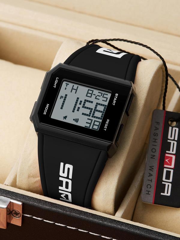 Men's Fashion Digital Watch, Casual Sporty Digital Watch with Luminous Dial & Alarm Clock & Stopwatch Function, Waterproof Electronic Watch with Box