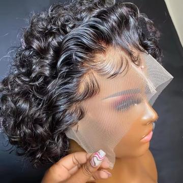 Short Curly Pixie Cut Lace Wig Pre plucked Bob Wig Black Friday Deals 13x1 Lace Front Curly Human Hair Wigs