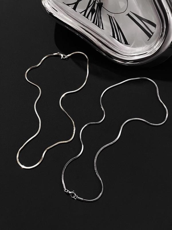 Simple Plain Stainless Steel Chain Necklace, Fashion Jewelry for Party, Daily Clothing Decor, Trendy All-match & Exquisite Jewelry for Birthday Gift