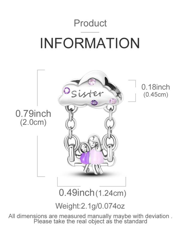 2024 New Style Rhinestone Decorated Sister Charm, Cute Swing Charm for Bracelet & Necklace, Fashion Accessories for Women & Girl for Holiday Gift