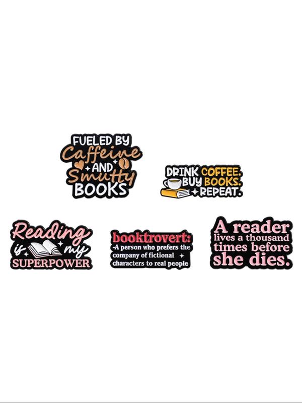 Creative Coffee & Book Pattern Brooch, Cute Slogan Enamel Pin Suitable for Backpacks, Jeans, Scarves, Hats Decoration, Fashion Accessories for Men & Women