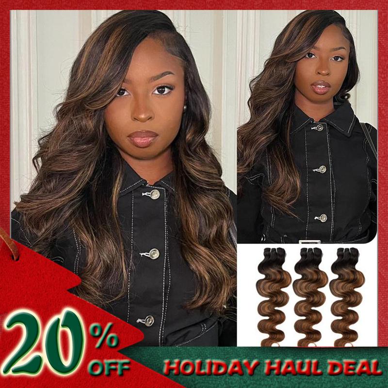 [Wequeen] Brown Highlight Body Wave Human Hair Bundles Brazilian 100% Human Hair Budget Friendly 10A Grade Viral Hair Bundles FB30 P4 27