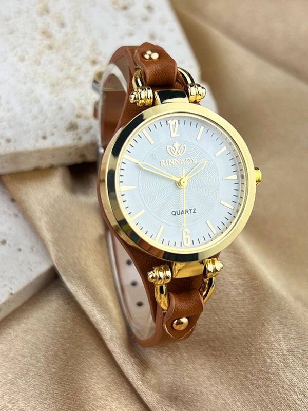 Women's Fashion Round Dial Quartz Watch, Casual Trendy Analog Watch, Fashionable Wristwatch for Women & Girls As Gift without Box