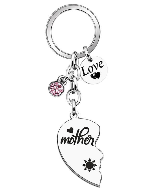 Mother & Daughter Design Keychain, Fashionable Heart Shaped Letter Engraved Keychain for Mother's Day Birthday, Trendy All-match Keychain for Gift