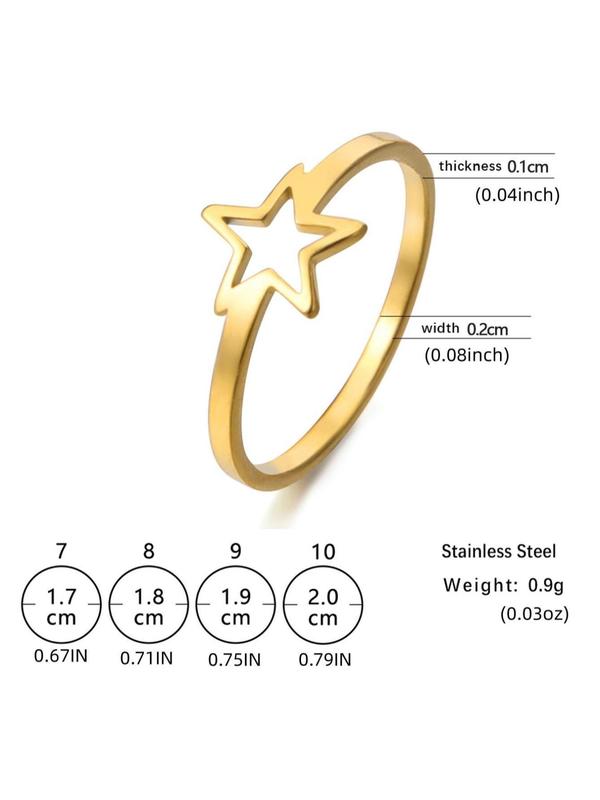 Y2k Style Star Hollow Out Design Stainless Steel Ring, Holiday Birthday Gifts for Women and Girls, Trendy Versatile Party Jewelry Accessories