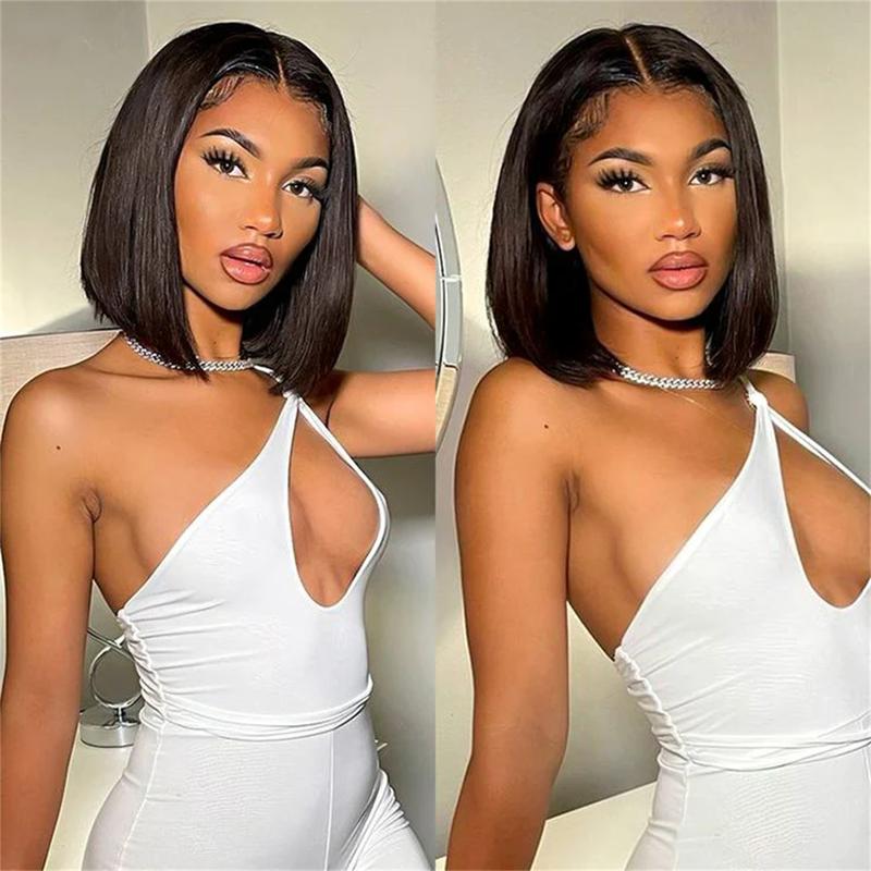 Megalook Beginners Glueless Wig 6x6x2 Pre Cut Lace Bob Wigs Affordable Human Hair Wigs Pre Plucked 12A Short Bob Wig Bleached Tiny Knots