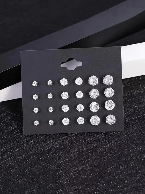 Women's Elegant Stainless Steel Stud Earrings, 12 Pairs  Exquisite Trendy Minimalist Stud Earrings, Gorgeous Jewelry As Birthday Gift for Women & Girls