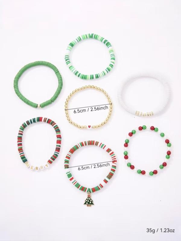 2024 New Style Christmas Themed Beaded Bracelet, Fashionable Jewelry for Women & Girls, Trendy All-match & Exquisite Matching Bracelet for Birthday Gift