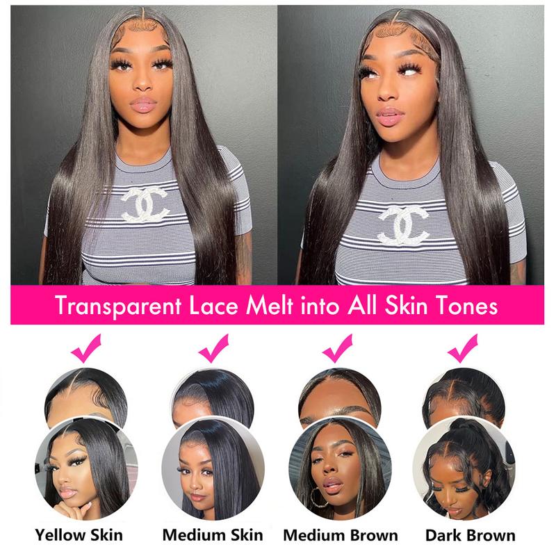 Bling Hair Straight Lace Front Hair Wigs 13x4 13x6 Lace Frontal Human Hair Wig for Women Brazilian Natural Black Hair 180% Density Pre-Plucked Hair Wig On Promotion