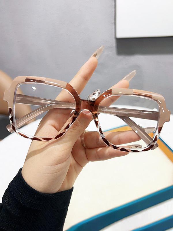 Trendy Leopard Pattern Square Frame Eyeglasses, Fashionable Eyeglasses for Women, Fashion Eyeglasses for Work, Daily Decor, Perfect for Student Daily Use