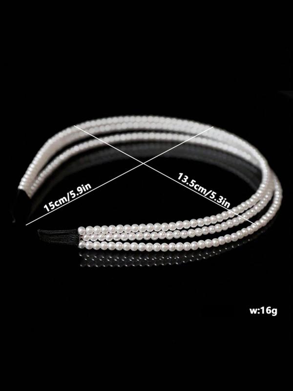 Elegant Faux Pearl Decorated Hair Hoop,  High-end Hair Accessories for Women, Retro Hair Band for Daily Use Party