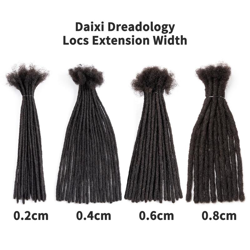 DAIXI 0.6cm Dreadlocks Extension Human Hair #1B Natural Black Traditional Locs Extension 4-18inch Length Crochet Braid Handmade Dreads Hip-Hop Styles