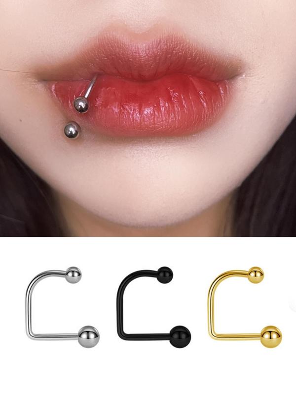 Unisex Punk Style Lip Piercing Jewelry, 3pcs set Street Trendy Minimalist Vintage Lip Rings, Chic Retro Body Jewelry for Party Decor