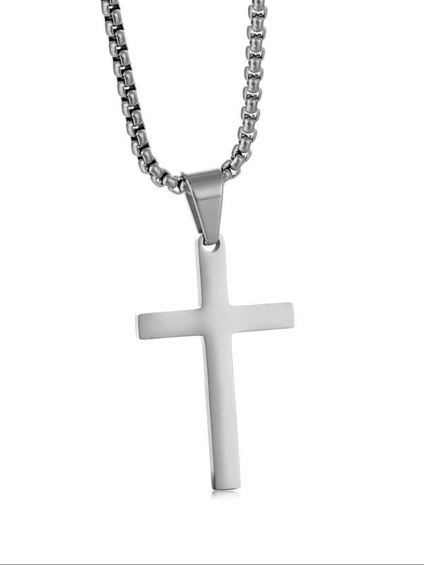 Punk Style Stainless Steel Cross Pendant Necklace & Bracelet & Link Bracelet, for Men & Women for Party, Daily Clothing Decor, Trendy All-match & Exquisite Jewelry for Gift