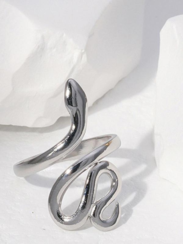 Creative Snake Design Cuff Ring,  Stainless Steel Ring, Fashion Jewelry Accessories for Women & Girls