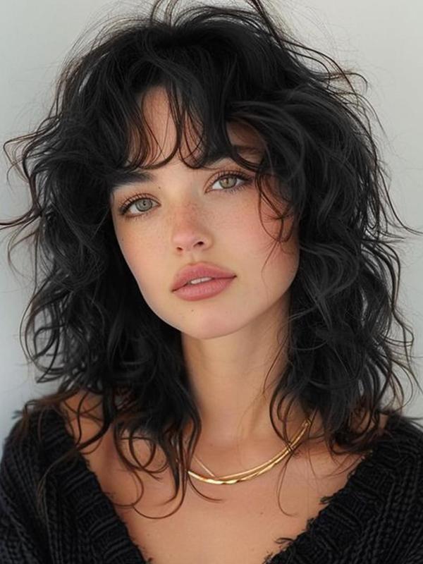 Short Curly Wavy Synthetic Hair Extensions, Clip-in Hair Extensions for Daily & Party Hairstyle Decoration, Striking Natural Fluffy Hairpiece for Women