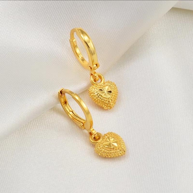 Heart Shape Gold Plated Pendant Necklace and Earrings heart necklace