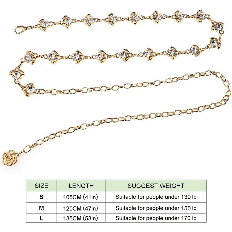 Chain Belt for Women Rhinestone Faux Crystal Waist Belts for Dress Gift