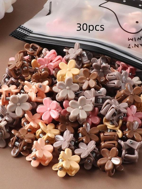 Summer Cute Mixed Color Flower Design Hair Claw, Casual Versatile Hair Accessories for Women & Girls, Mini Hair Claw Suitable for Daily & Back To School Hairstyle Idea As Gift Fall