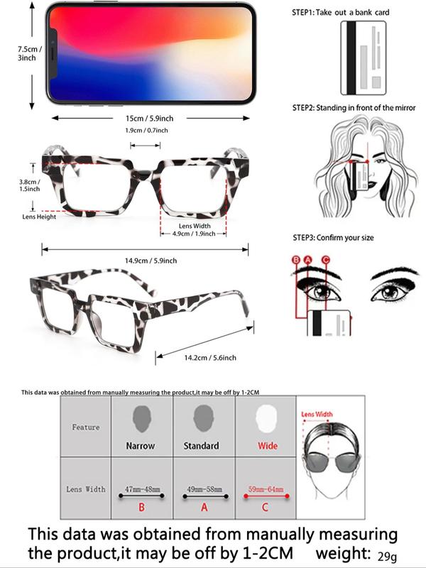 Simple Style Square Frame Eyeglasses for Men & Women, Trendy Casual Eyeglasses for Everyday Use, Fashion Accessories for Outdoor Activities