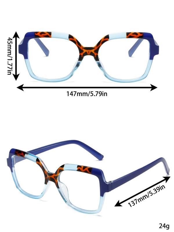 Trendy Leopard Pattern Square Frame Eyeglasses, Fashionable Eyeglasses for Women, Fashion Eyeglasses for Work, Daily Decor, Perfect for Student Daily Use