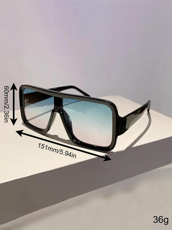 Unisex Simple Style Plain Color Sunglasses, Trendy Casual Large Square Frame Sunglasses for Everyday Use, Fashion Accessories for Outdoor Activities