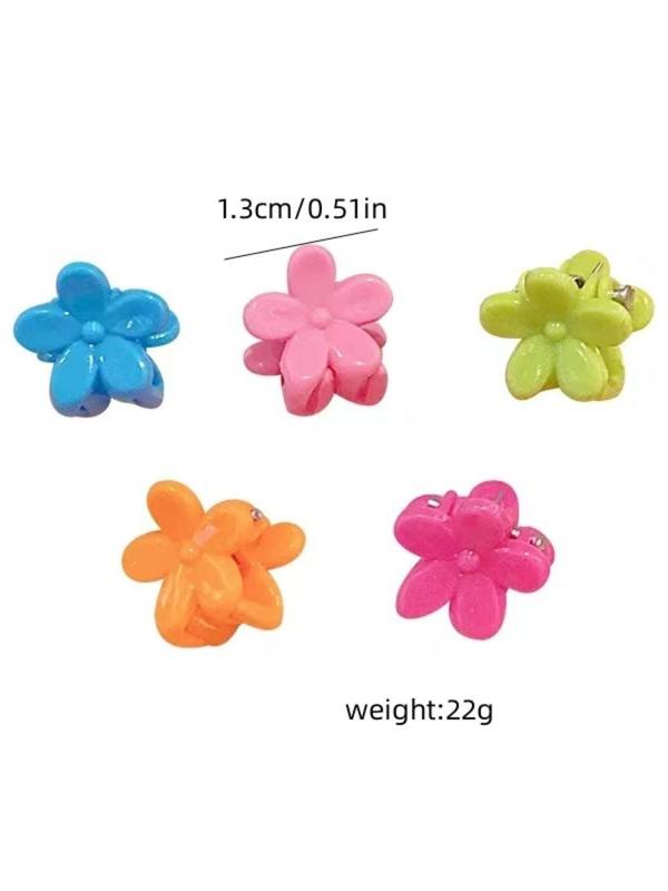 Summer Cute Mixed Color Flower Design Hair Claw, Casual Versatile Hair Accessories for Women & Girls, Mini Hair Claw Suitable for Daily & Back To School Hairstyle Idea As Gift Fall