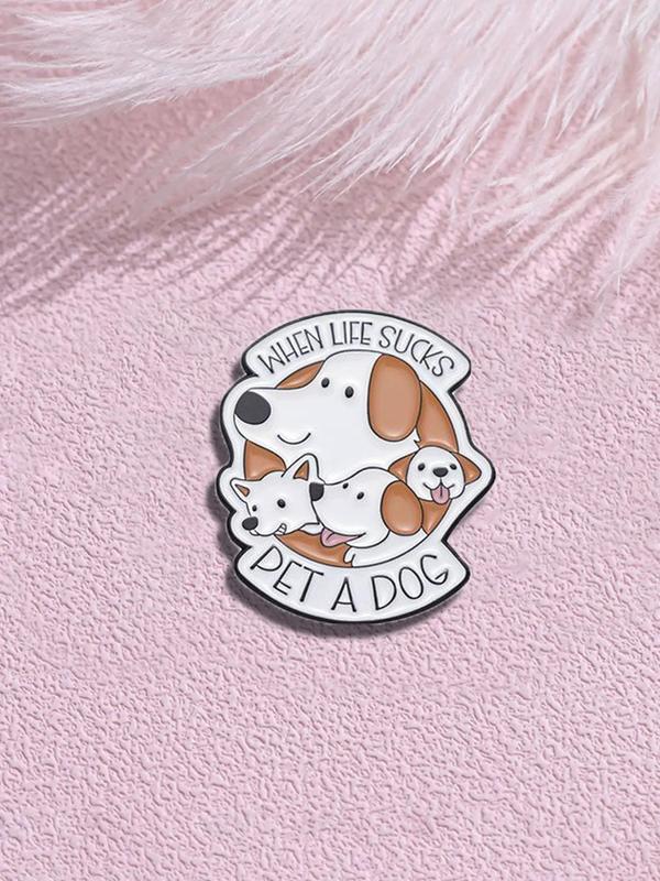 Cartoon Dog & Letter Design Brooch Enameled Pin, Cute Animal Design Brooch, Fashion Accessories for Women & Men